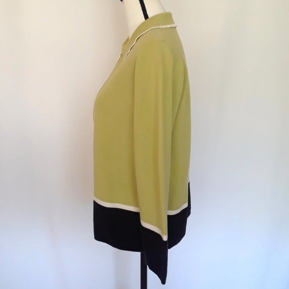 Liz Claiborne Avocado Green Striped Zip Up Sweater - Picture 6 of 10